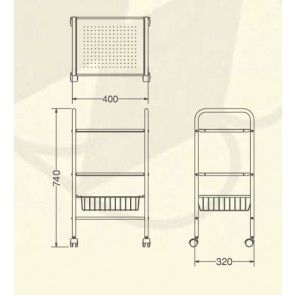 Etajera metalica de baie cu 2 rafturi si cos depozitare AWD02040022