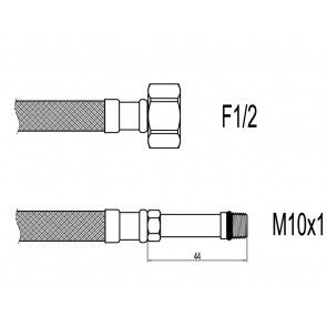 Racord flexibil baterii F1/2"xM10 cu capat lung 35cm Techman WBS23 (Racorduri)