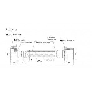 Racord flexibil apa i-e, M1/2