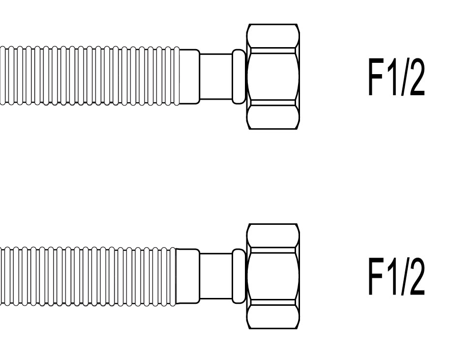 Racord flexibil apa INOX gofrat F1/2"xF1/2", 40 cm, Techman GWS3