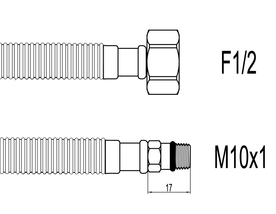 Racord flexibil din INOX gofrat F1/2″xM10 cu capat scurt, 40cm, Techman GBS25 40cm imagine bricosteel.ro