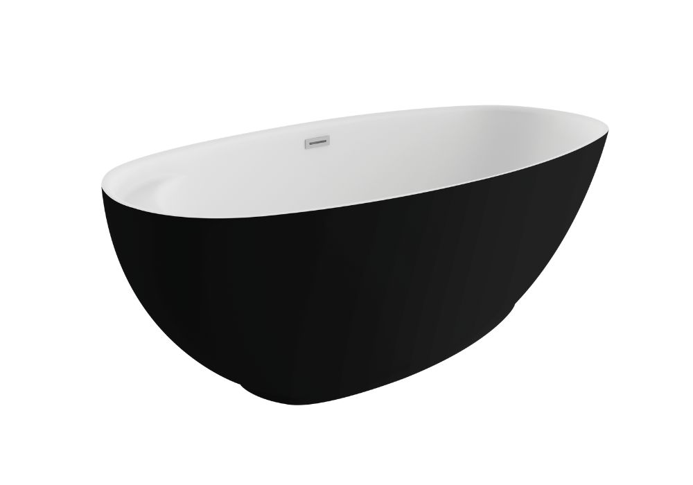 Cada de baie ovala freestanding spatio kivi, acril, negru mat, 165 x 75 cm